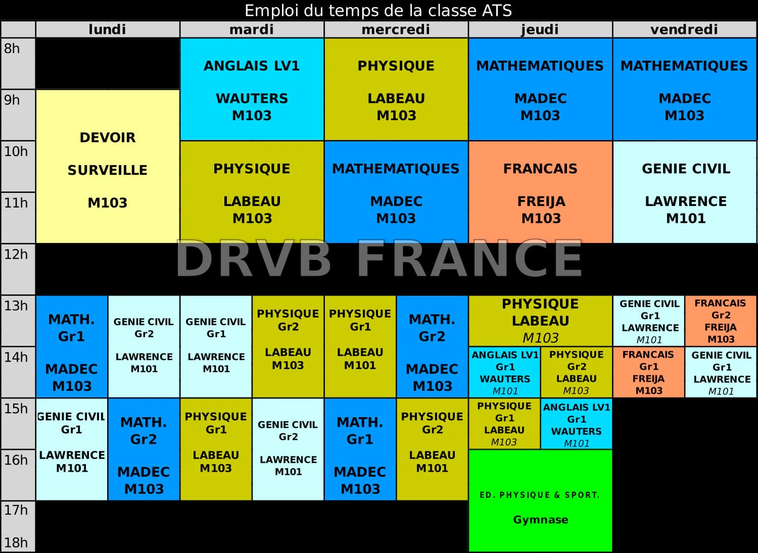 Les horaires et l'emploi du temps en classe ATS Génie Civil - ATS Lycée ...